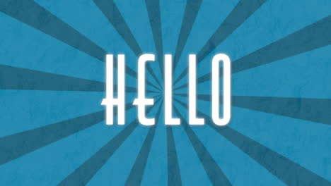 animation of hello text on spinning blue background