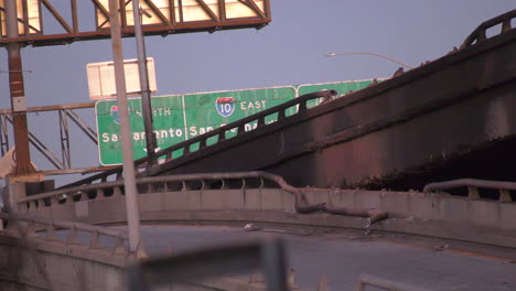 damage on the interstate 10, sunny evening in los angeles, california, usa