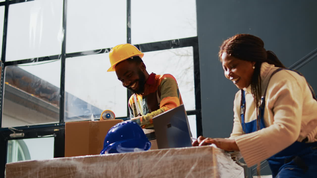 Team of movers working together