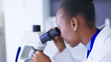 tablet, microscope and scientist woman
