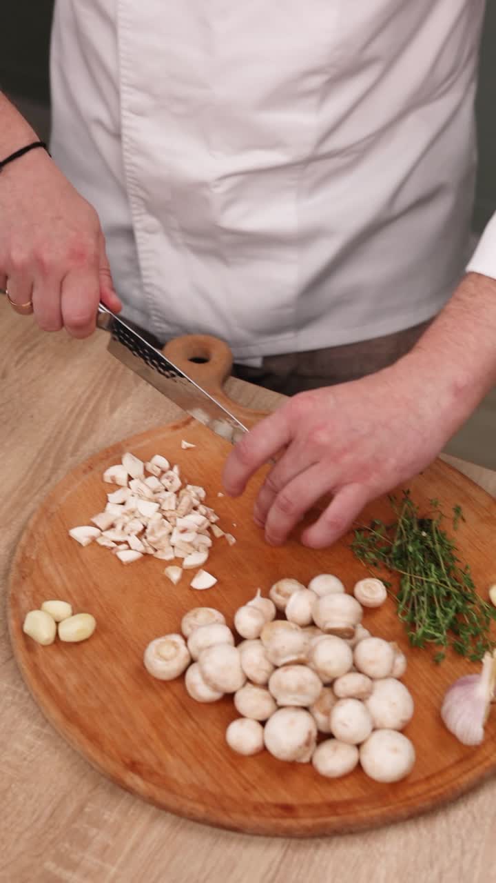 Chef Chopping Mushrooms