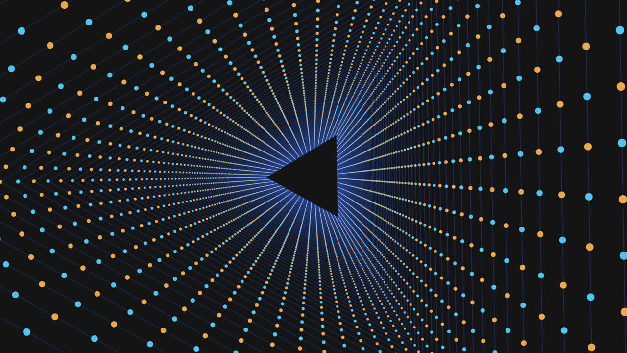 triángulo negro y azul con puntos blancos circulares en el centro