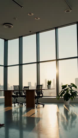 businessman in modern office at sunrise