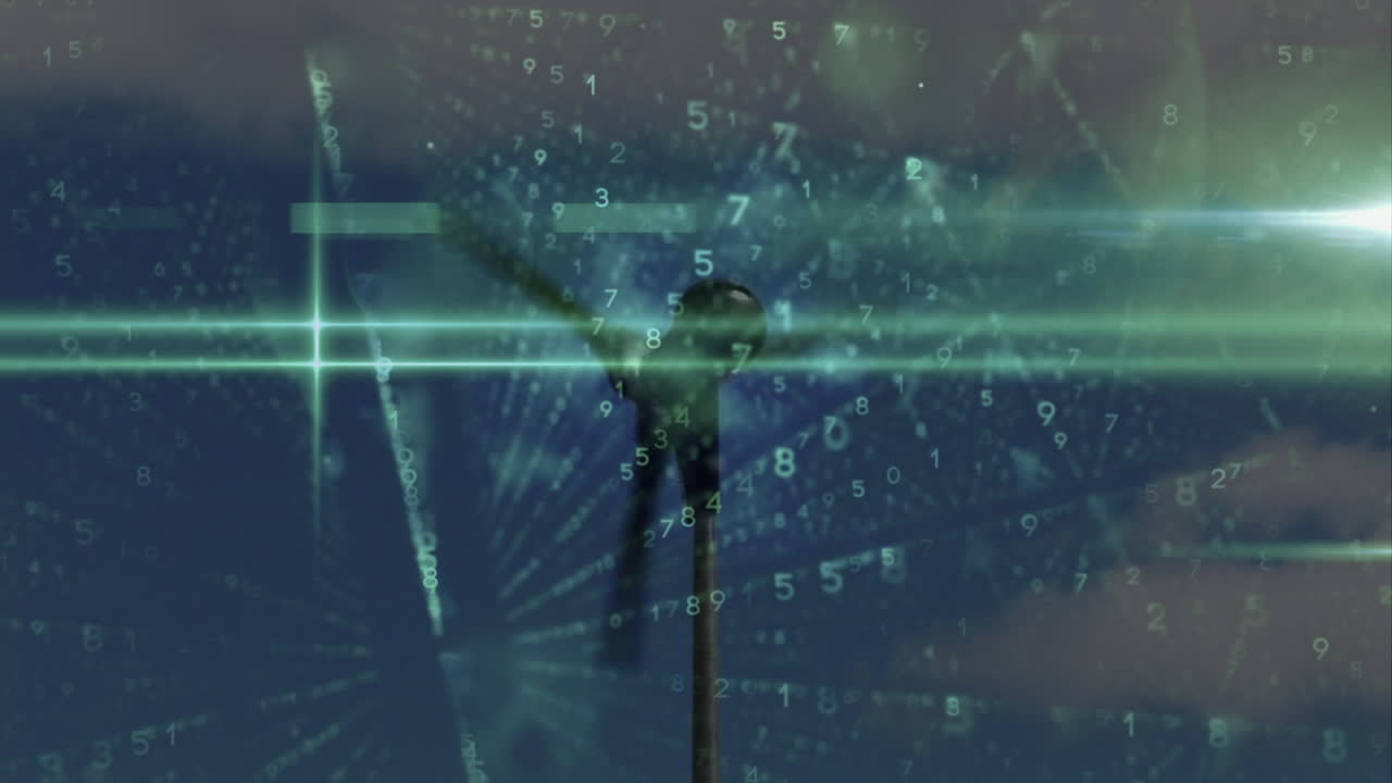 풍력 터빈에서 데이터 처리의 애니메이션