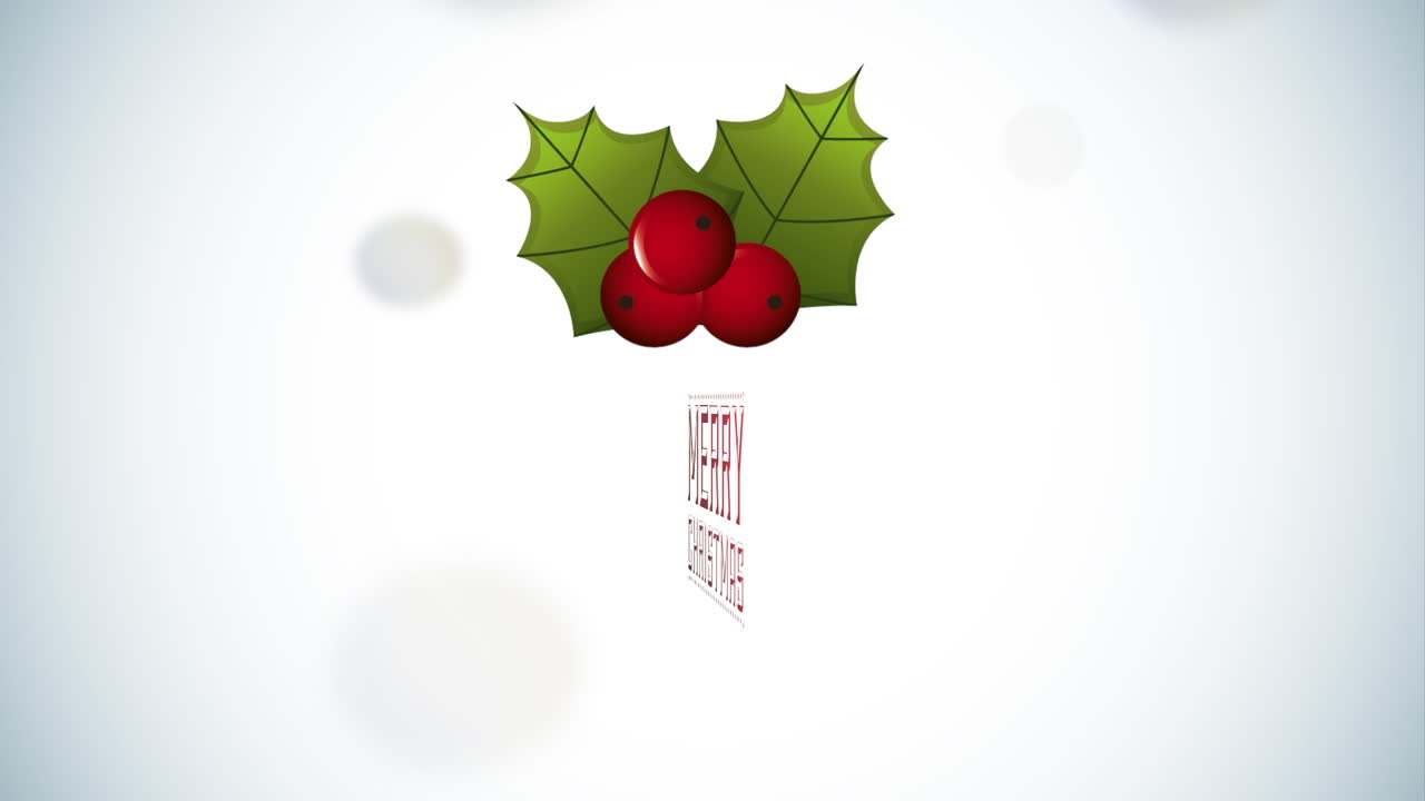 베리 장식과 함께 메리 크리스마스 애니메이션