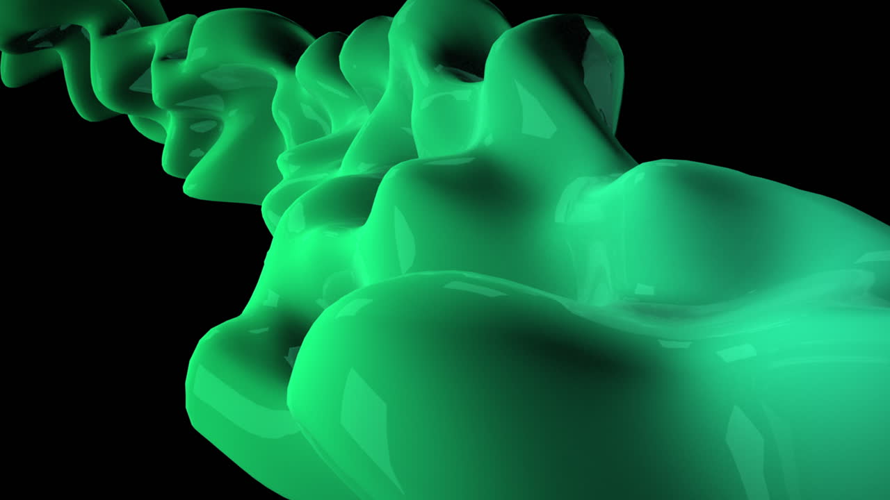 Green futuristic liquid orb in dark space