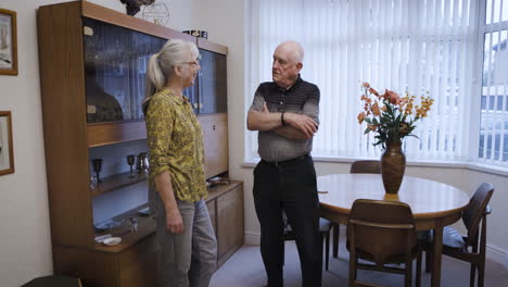 elderly couple in a living room