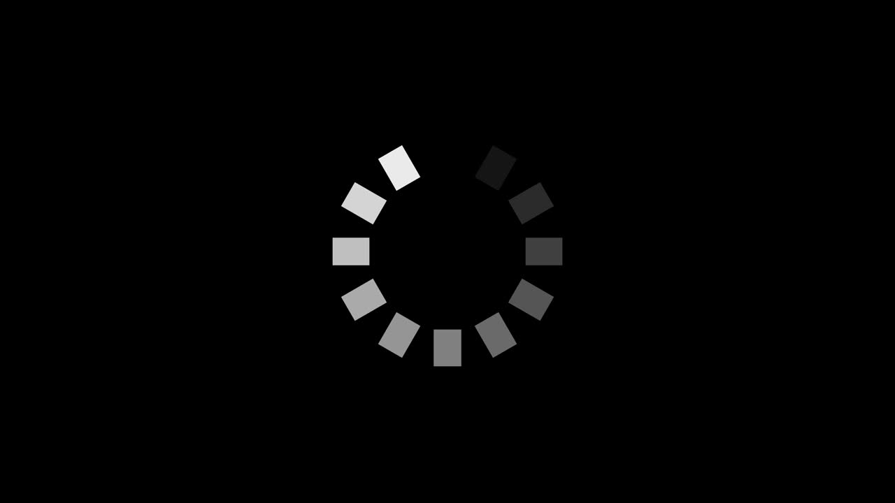 Pending loading screen on black background. Animation circle digital elements. Alpha channel