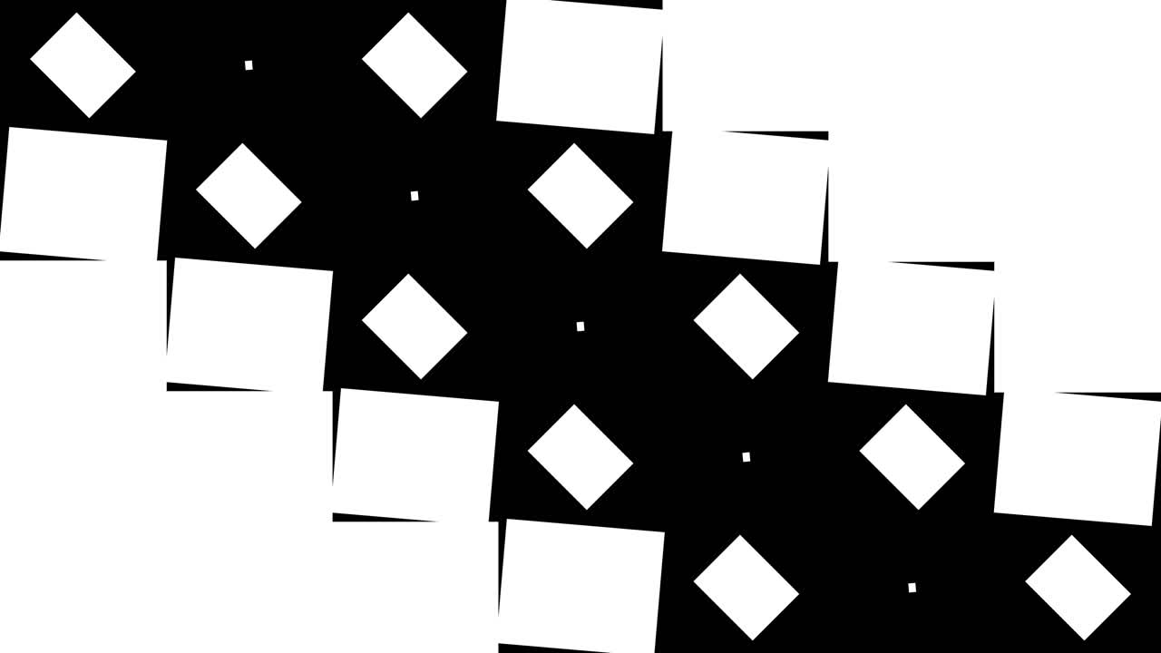 Geometric White Squares Wipe Transition on Black Background