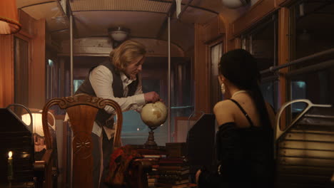 couple in vintage train car