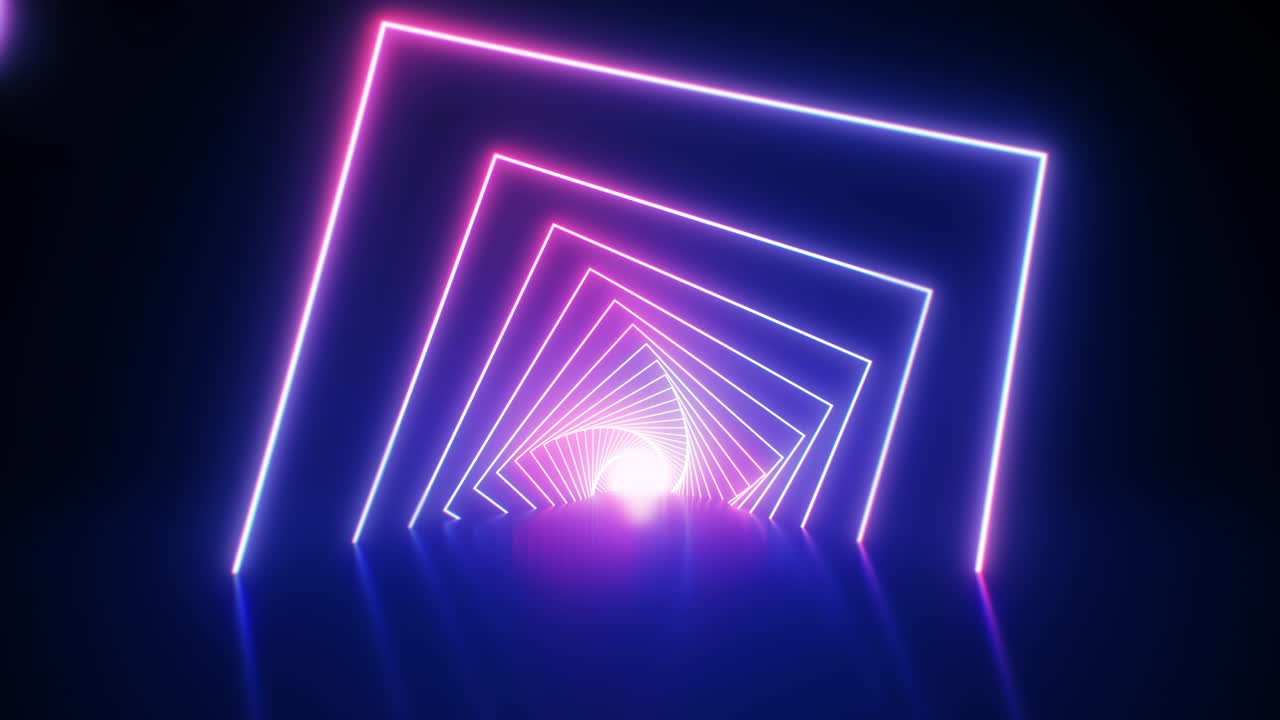 abstract neon loop senza cucitura. sfondo ultravioletto con tunnel luminoso luminoso