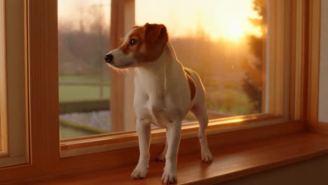 jack russell terrier dog at sunset