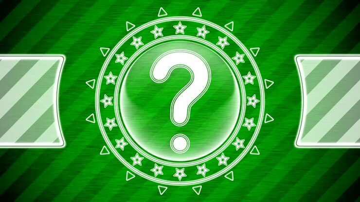 Question mark in circle shape and green striped background. Illustration.
