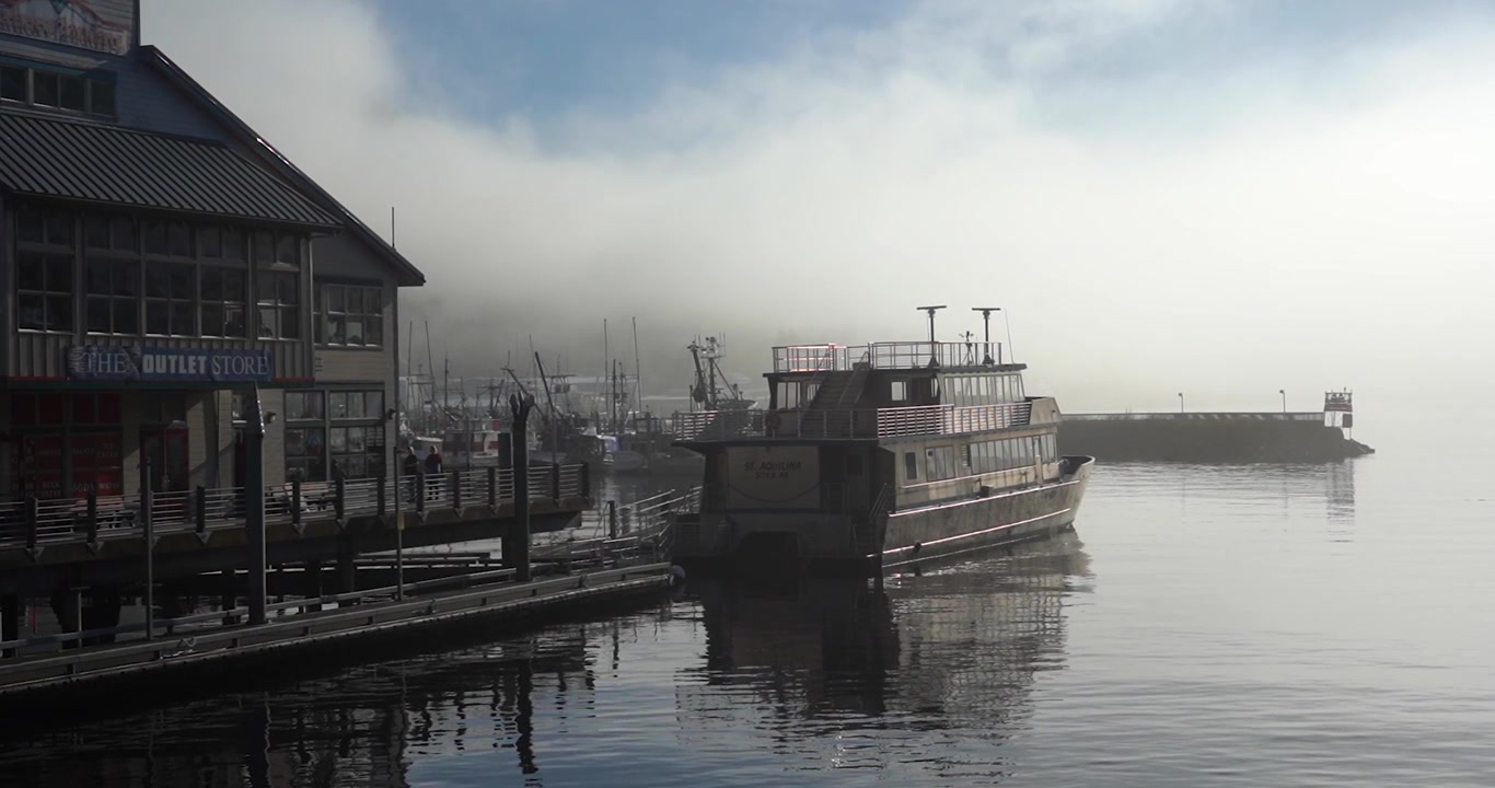 Ketchikan, Alaska harbor on a foggy morning