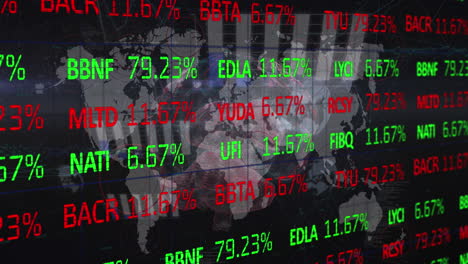 animation of financial data processing over world map