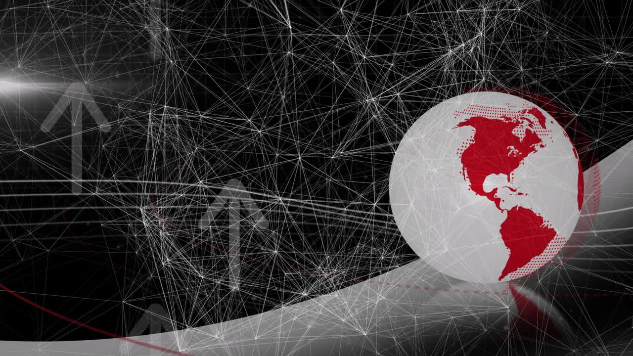 animación de formas en movimiento sobre flechas y globo