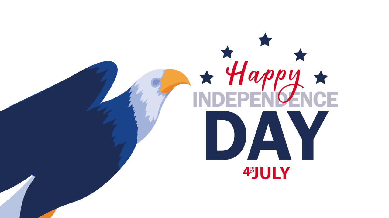 행복한 독립의 날 미국 독수리 글자