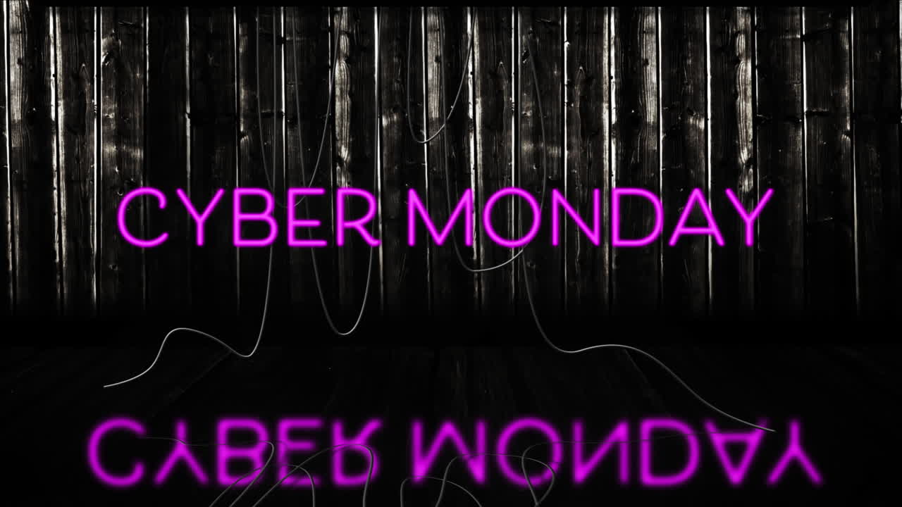 Pink neon Cyber Monday text
