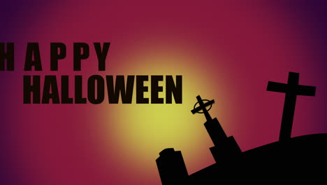 Happy-Halloween-in-cemetery-with-tombstone-and-religion-cross-in-night