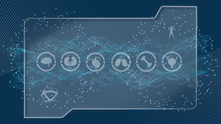 Animation of icons, data processing over network of connections