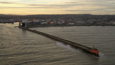 Aerial-view-of-Aberdeen-harbour,-Aberdeenshire,-Scotland