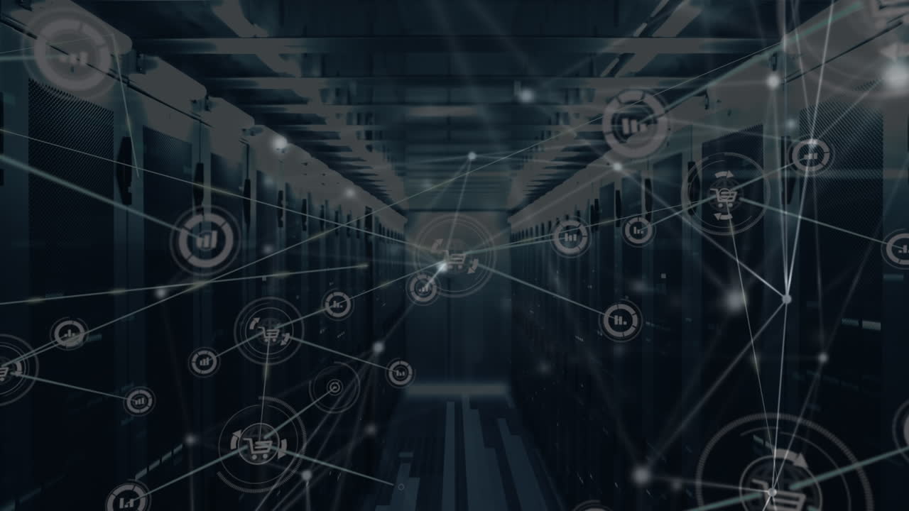 Animation of network of connections over server room