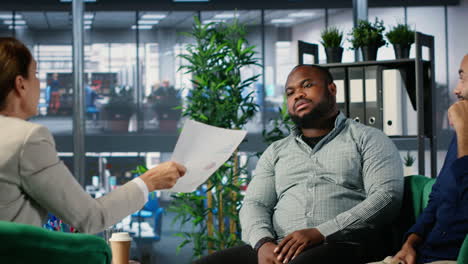 vertical video screaming and misunderstanding in a corporate meeting between experts