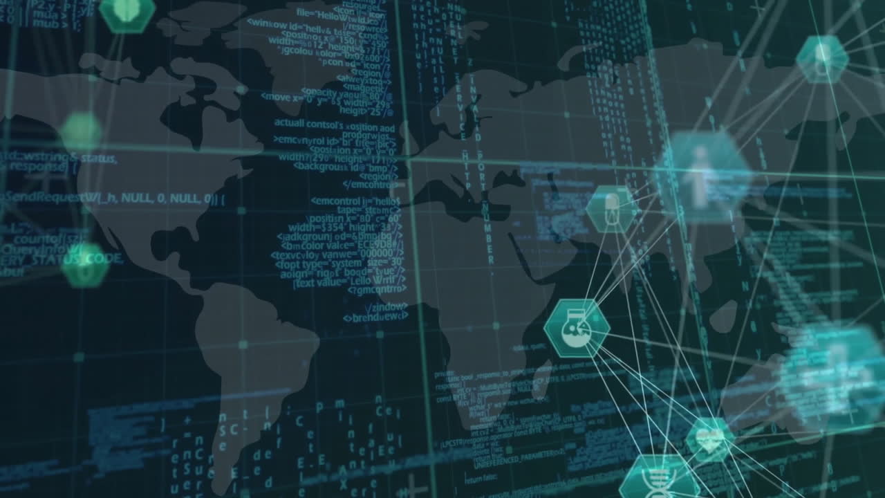 Animation of network with icons over world map