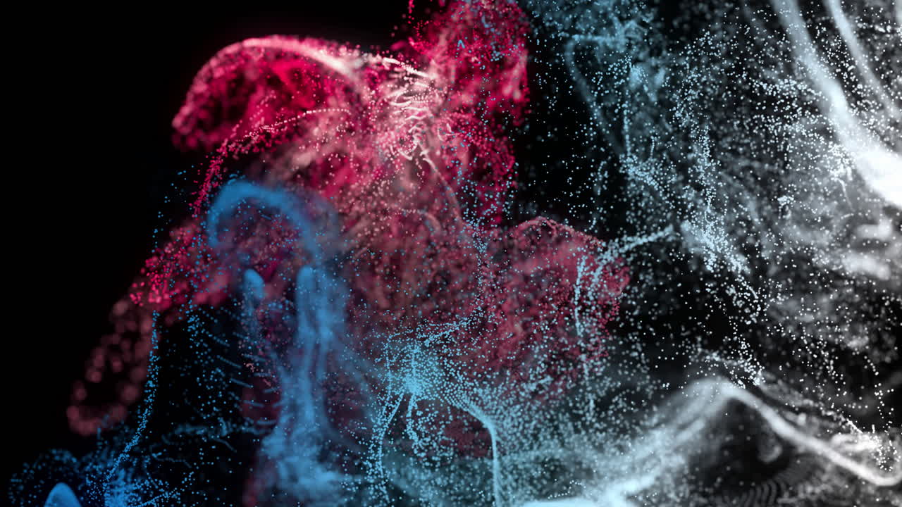 animación de la malla digital sobre la malla brillante de las conexiones