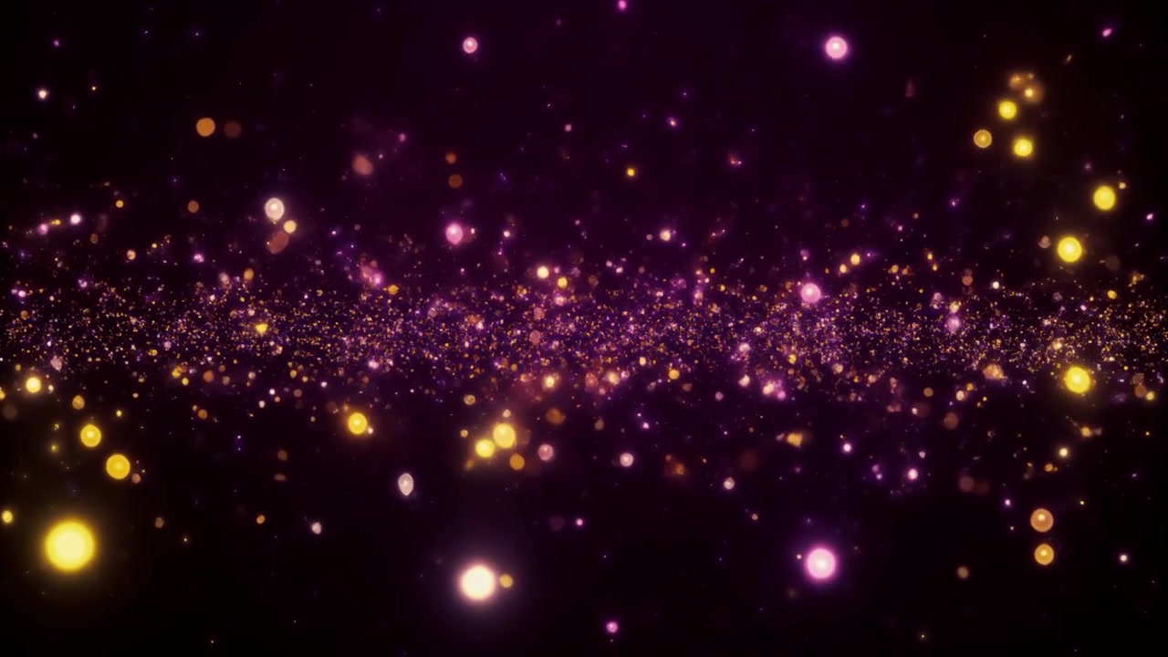 Abstract Background with Floating Glowing Purple and Gold Particles