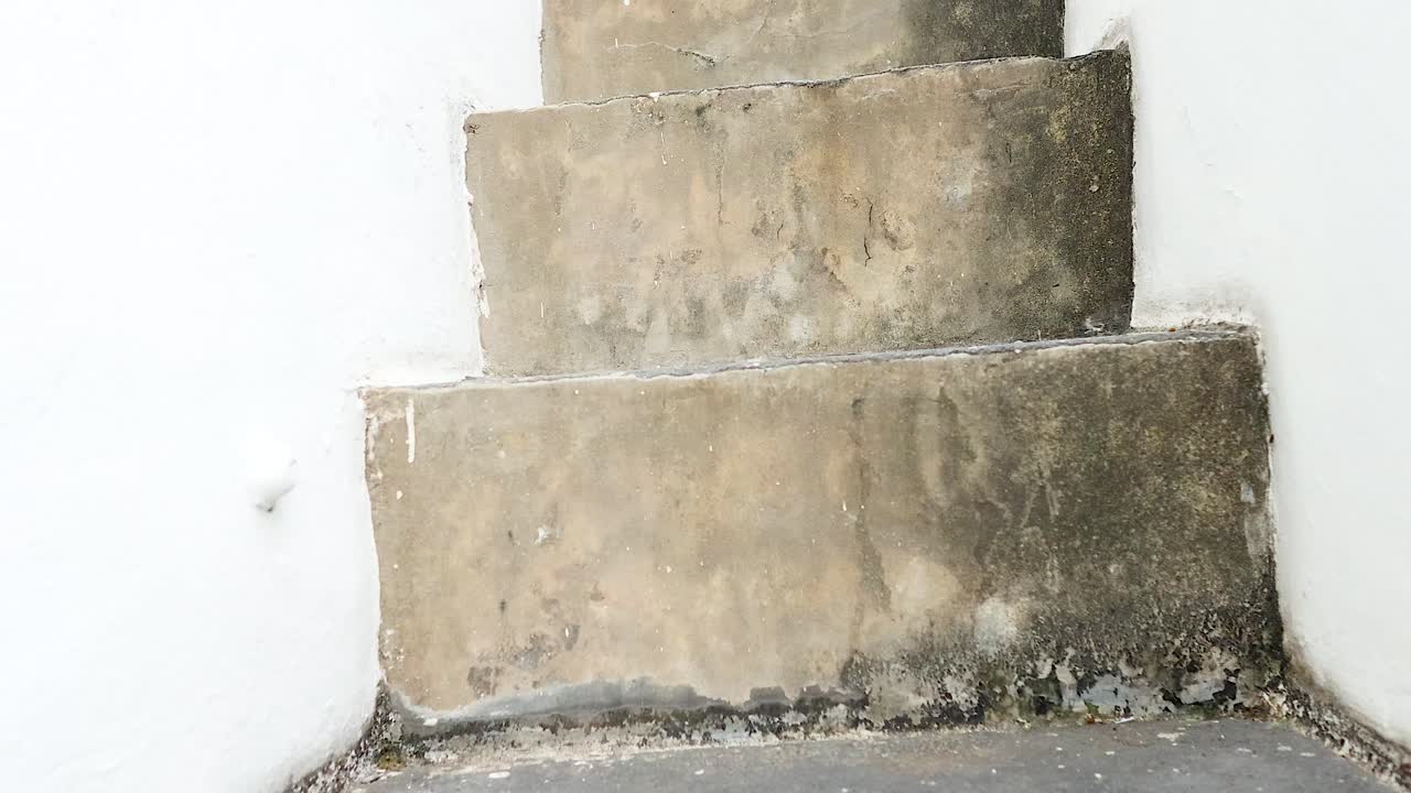 자연빛으로 촬영된, 위로 향하는 돌 계단을 보여주는 시스, 텍스처와 건축 디자인을 강조합니다.