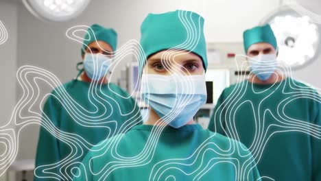 Animation-of-moving-lines-over-surgeons-in-face-masks