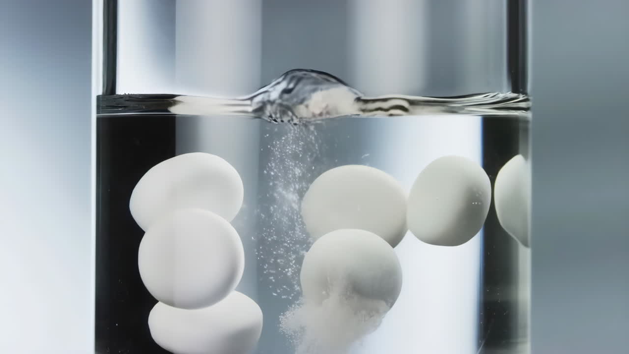 Pills dissolving in water