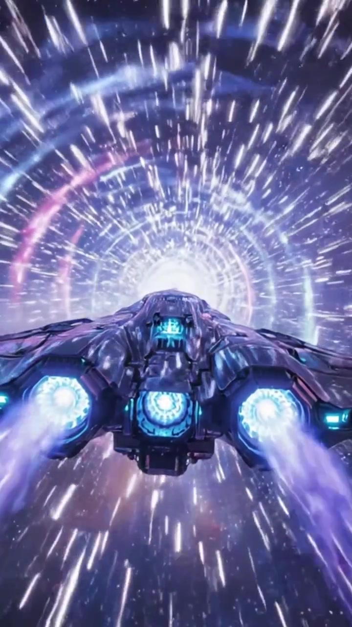 Un viaggio stellare: vivi l'emozione di un'astronave che naviga attraverso un wormhole cosmico a velocità incredibile.