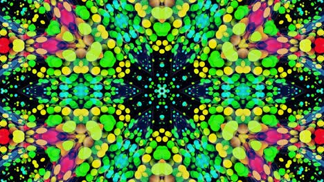 simetría estelar. efecto caleidoscopio de superficie líquida ondulada brillante con círculos distorsionados flotan como gotas de pintura en aceite. fondo creativo con gradiente multicolor en 4k. 3d