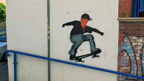 street art depicting a skateboarder in action