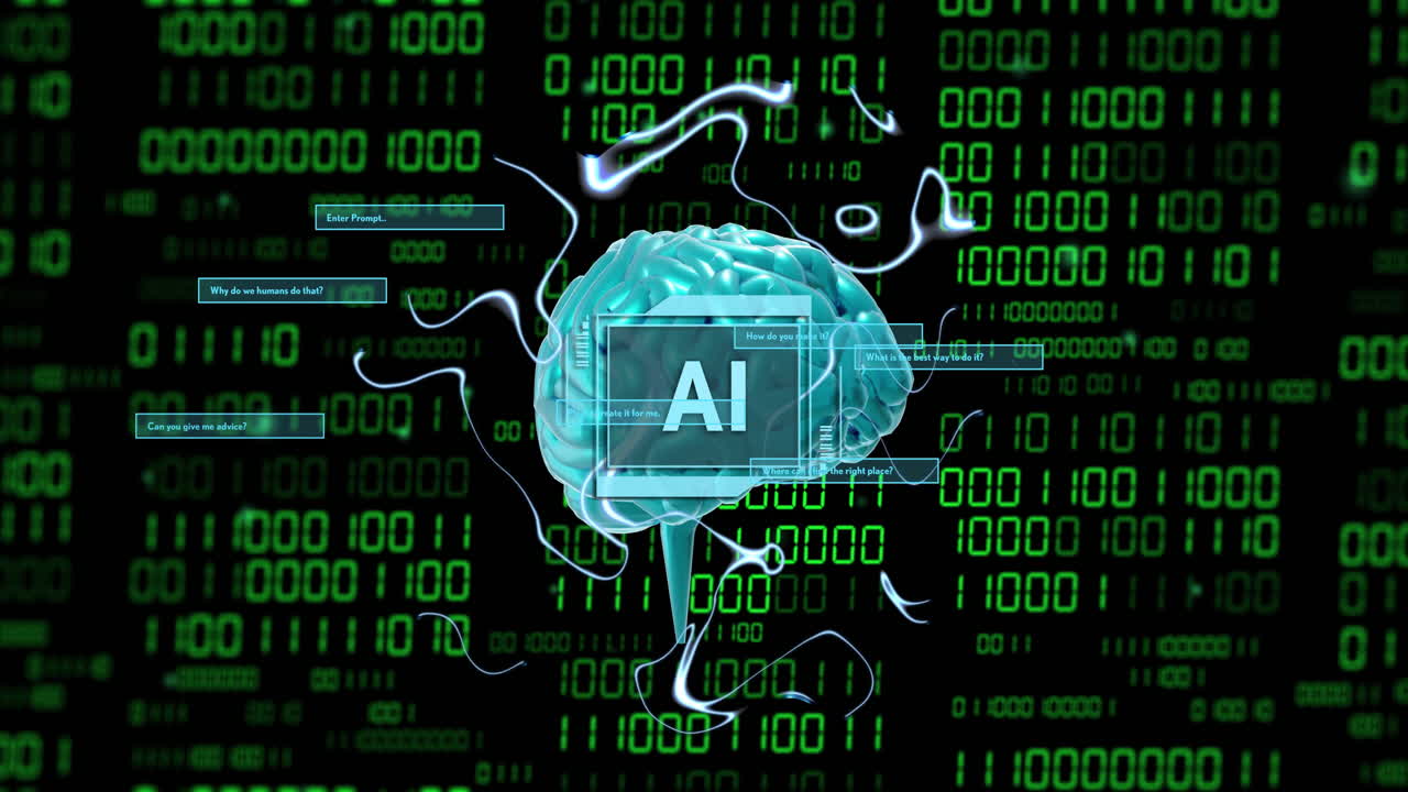 texto sobre cerebro digital y fondo de código binario