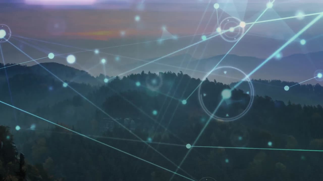 Animation of network of connections over landscape