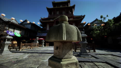 chinese courtyard with pagoda