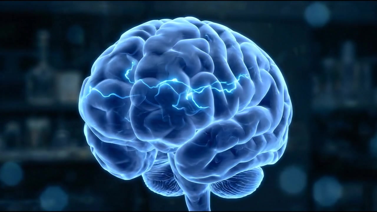 Human brain hemisphere scan 3D medical hologram