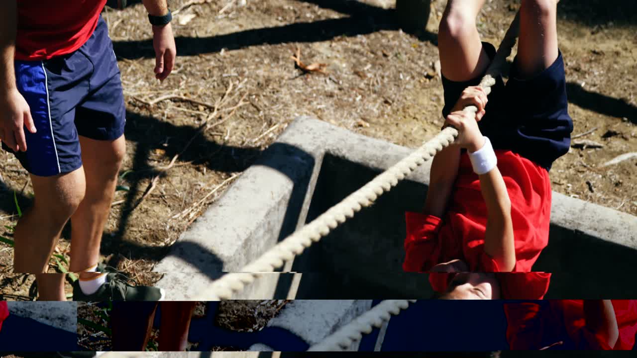 훈련 캠프에서 아이들을 훈련시키는 트레이너