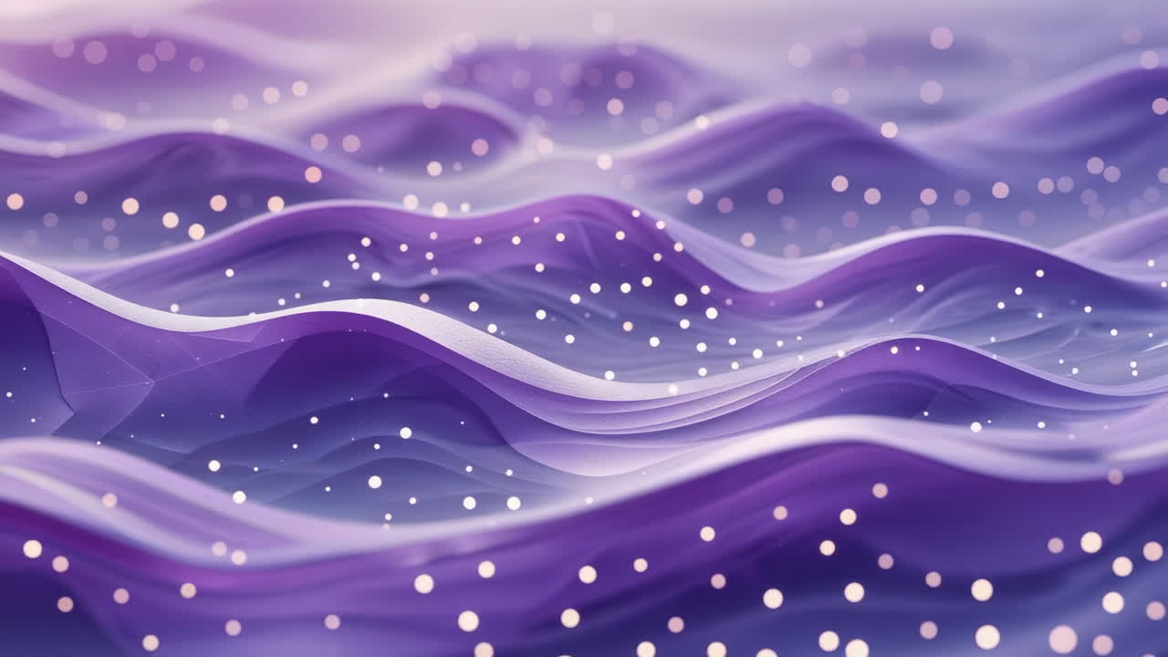 Abstract Purple Waves with Glowing Particles