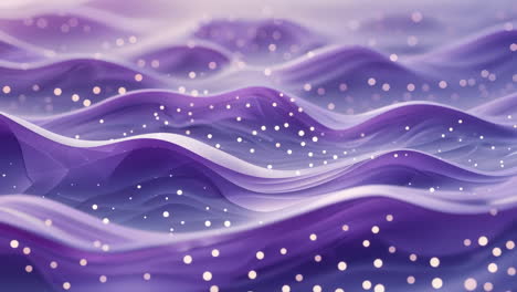 abstract purple waves with glowing particles