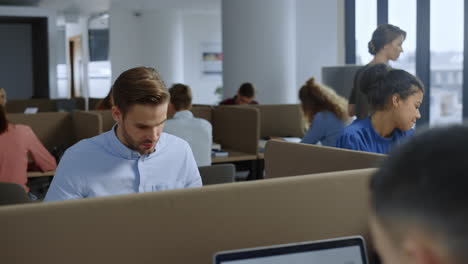 businessman working in office. male entrepreneur sitting at remote workplace