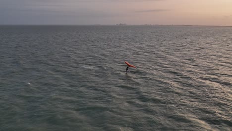 Windsurfer-At-Sunset-In-Portland,-Texas