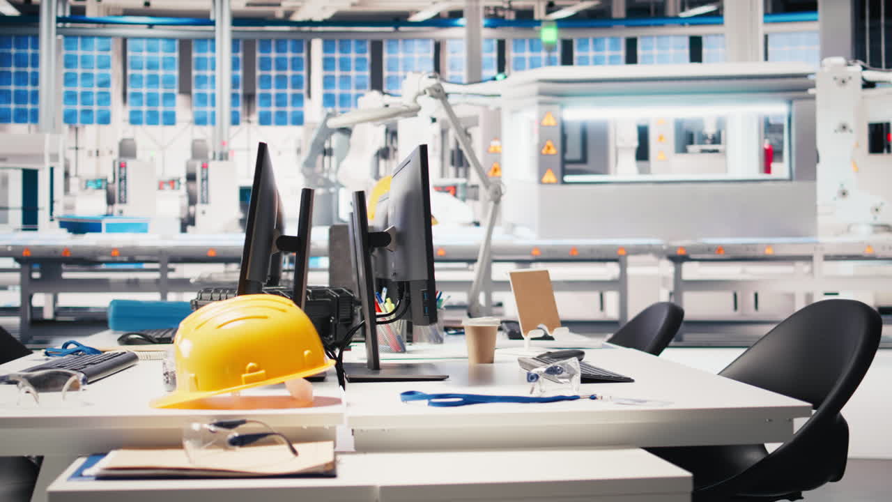 Vertical Video Monitor in photovoltaics factory office used in finetuning system settings