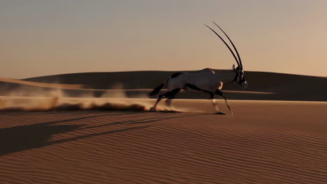 oryx running in the desert