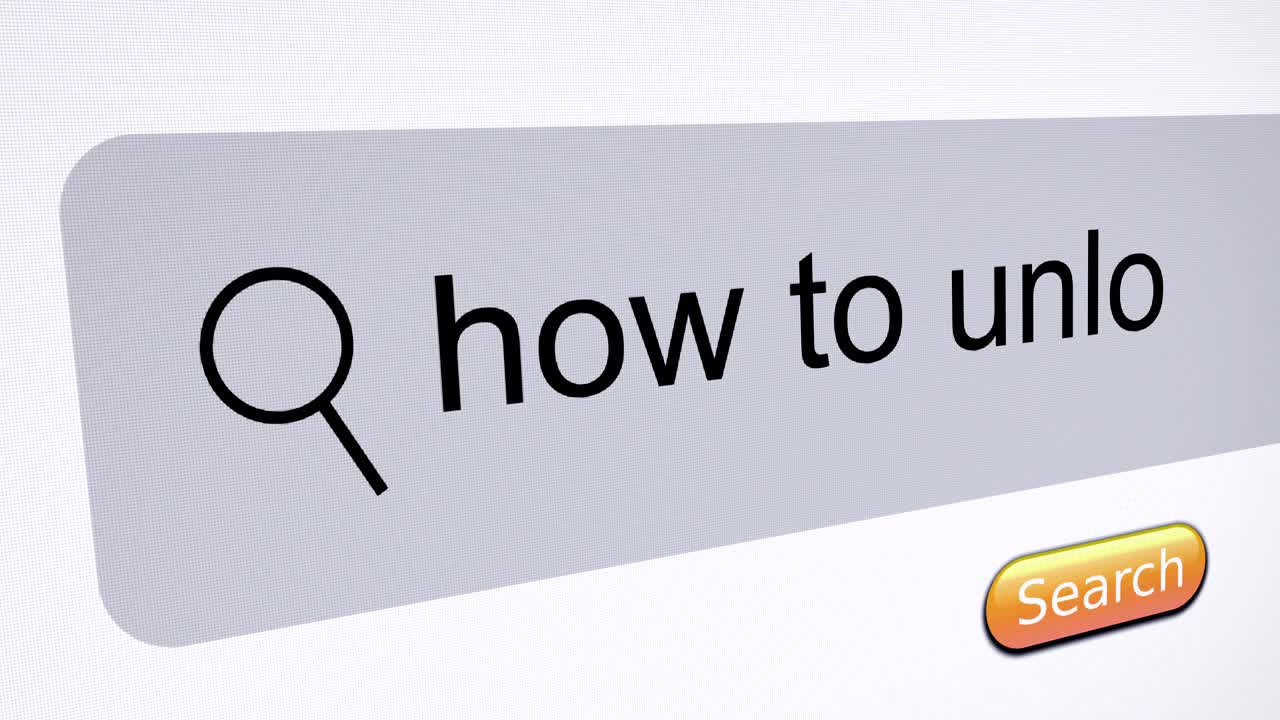 "how to unlock" typing into search bar on computer screen