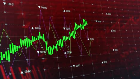 Animación-Del-Procesamiento-De-Datos-Sobre-Diagramas-Rojos