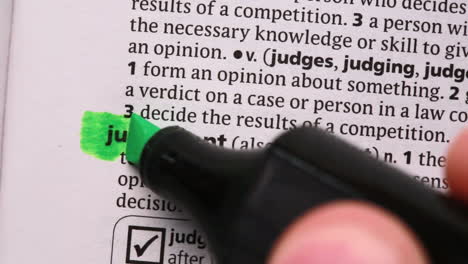 judgement highlighted in green